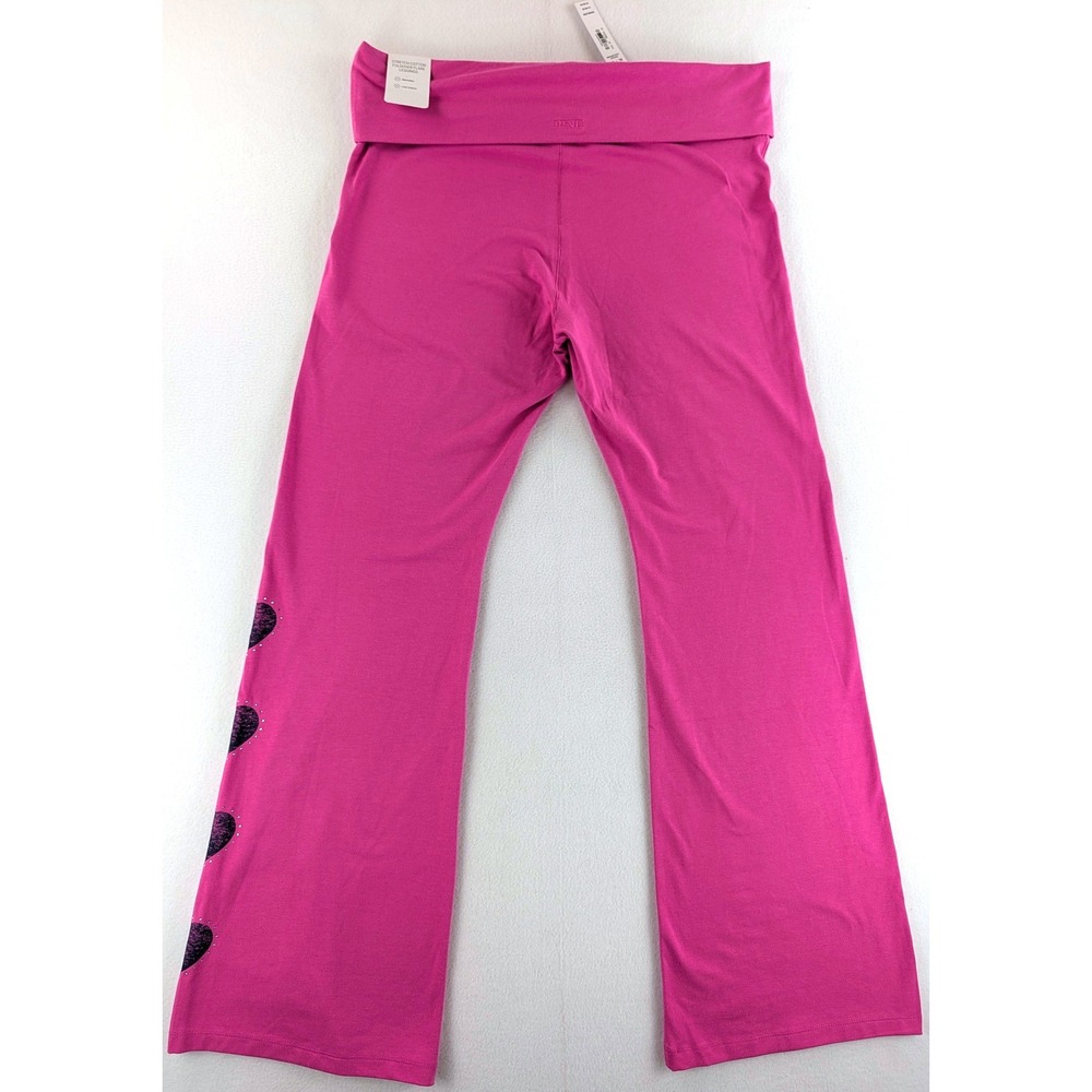 Victoria's Secret PINK Womens XL Pink Y2K Foldover Flare Heart Leggings NWT - Picture 2 of 11